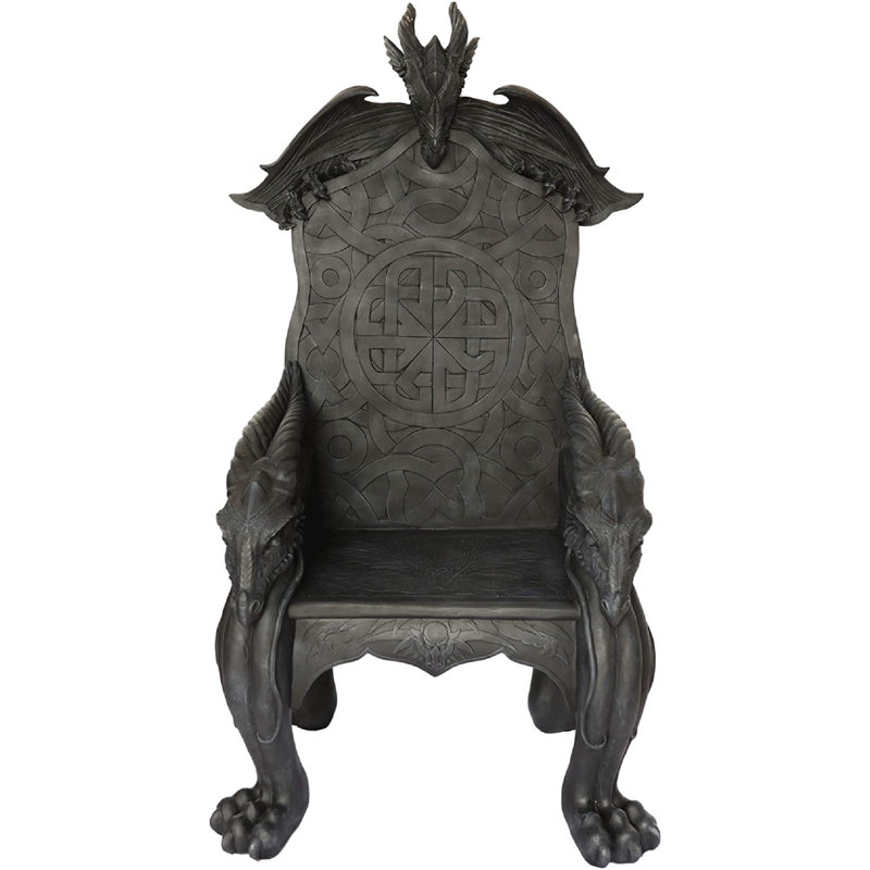 Trinx 60" Tall Fantasy Celtic Overlord Dragons Heavy Sculptural Throne